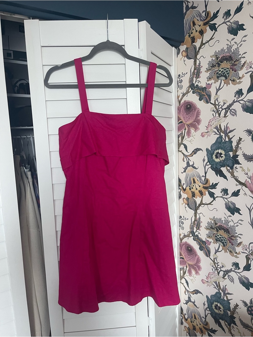 J. Crew Fuchsia Ruffle-Overlay Camisole Dress